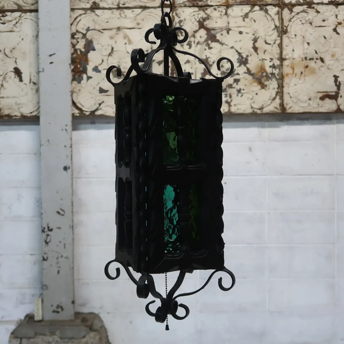 アンティーク アイアン×ウッド ペンダントランプ