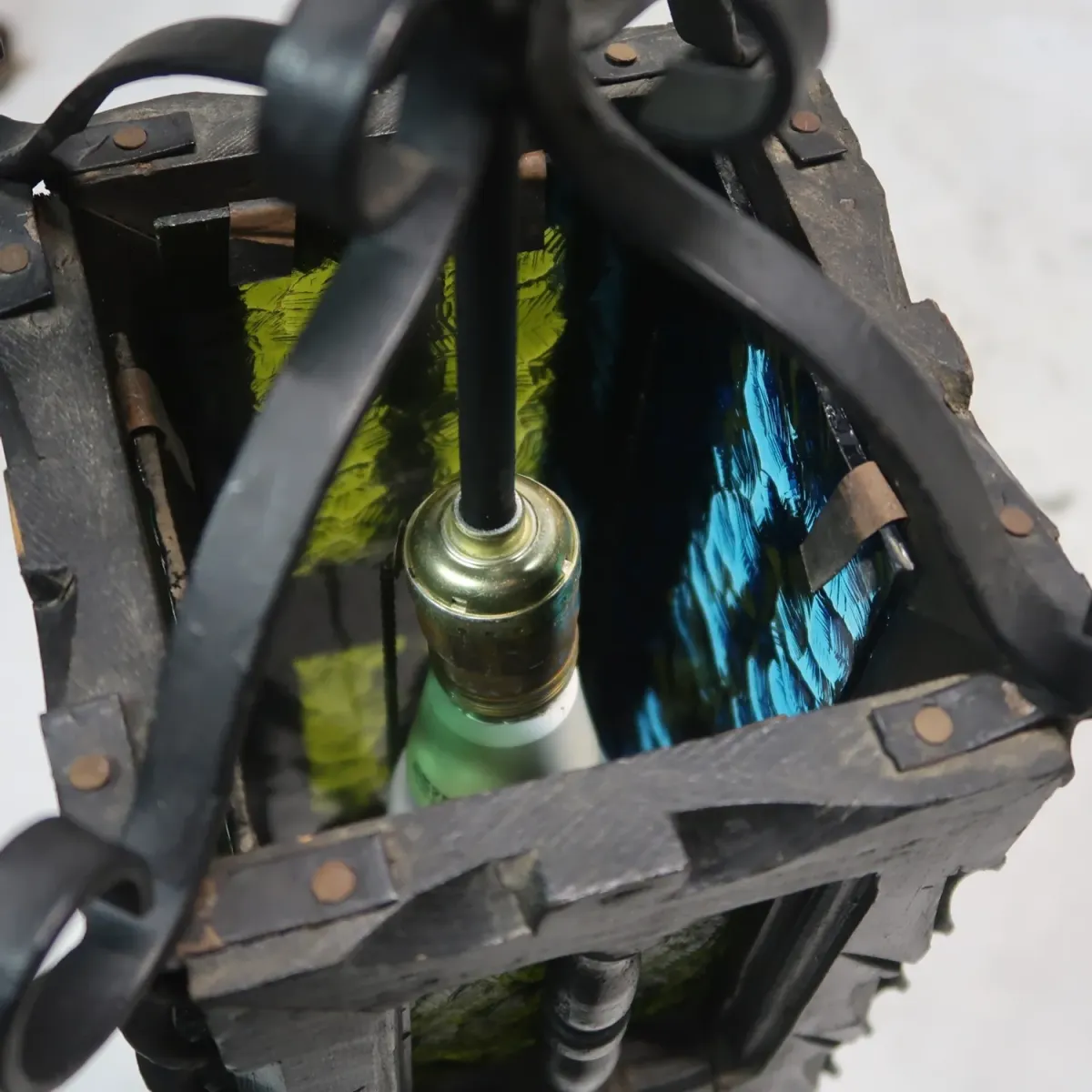 アンティーク アイアン×ウッド ペンダントランプ