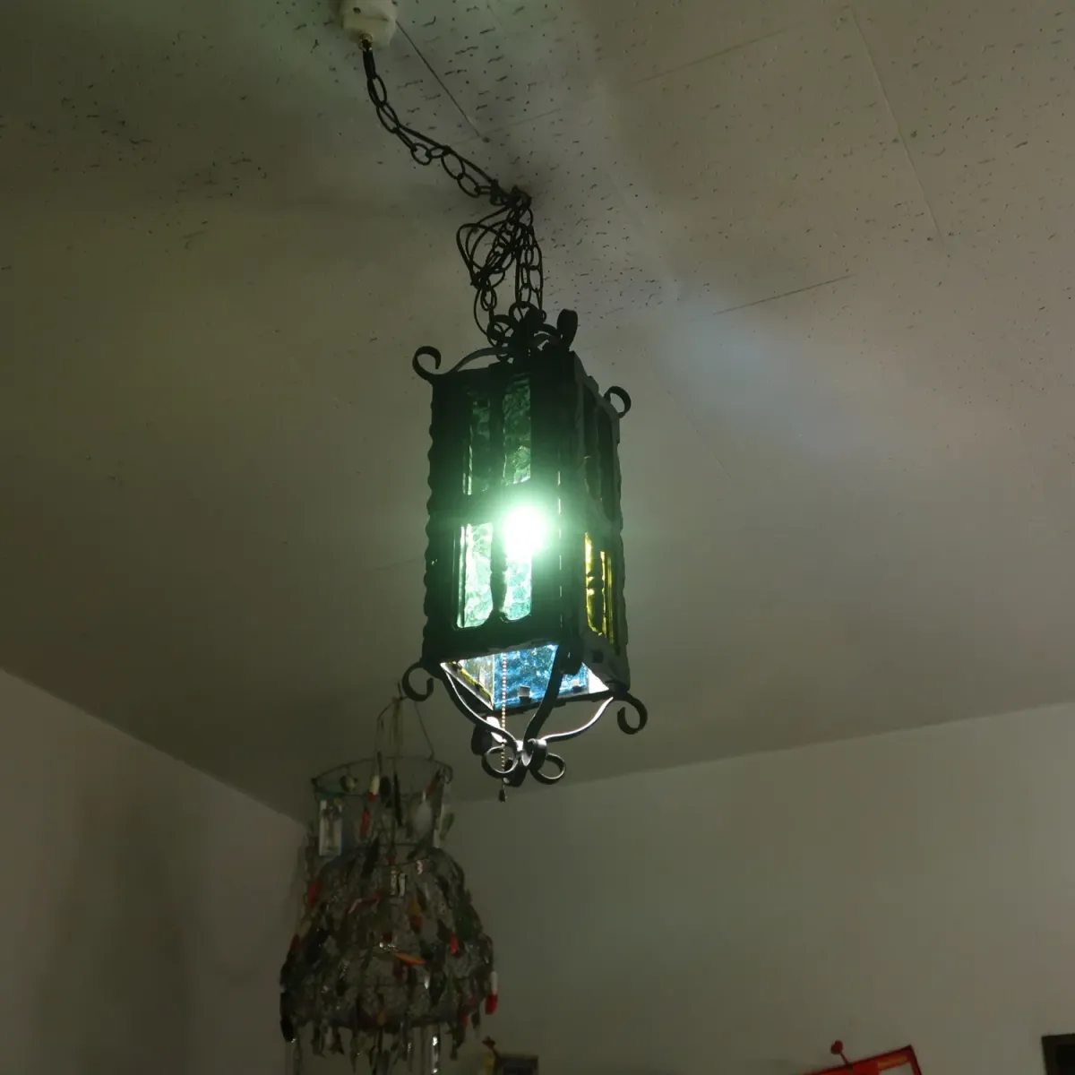 アンティーク アイアン×ウッド ペンダントランプ