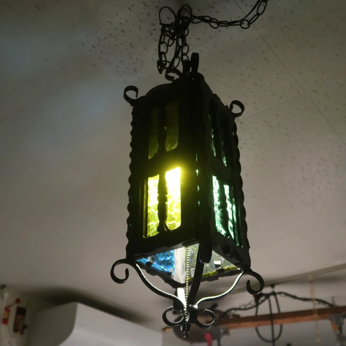 アンティーク アイアン×ウッド ペンダントランプ