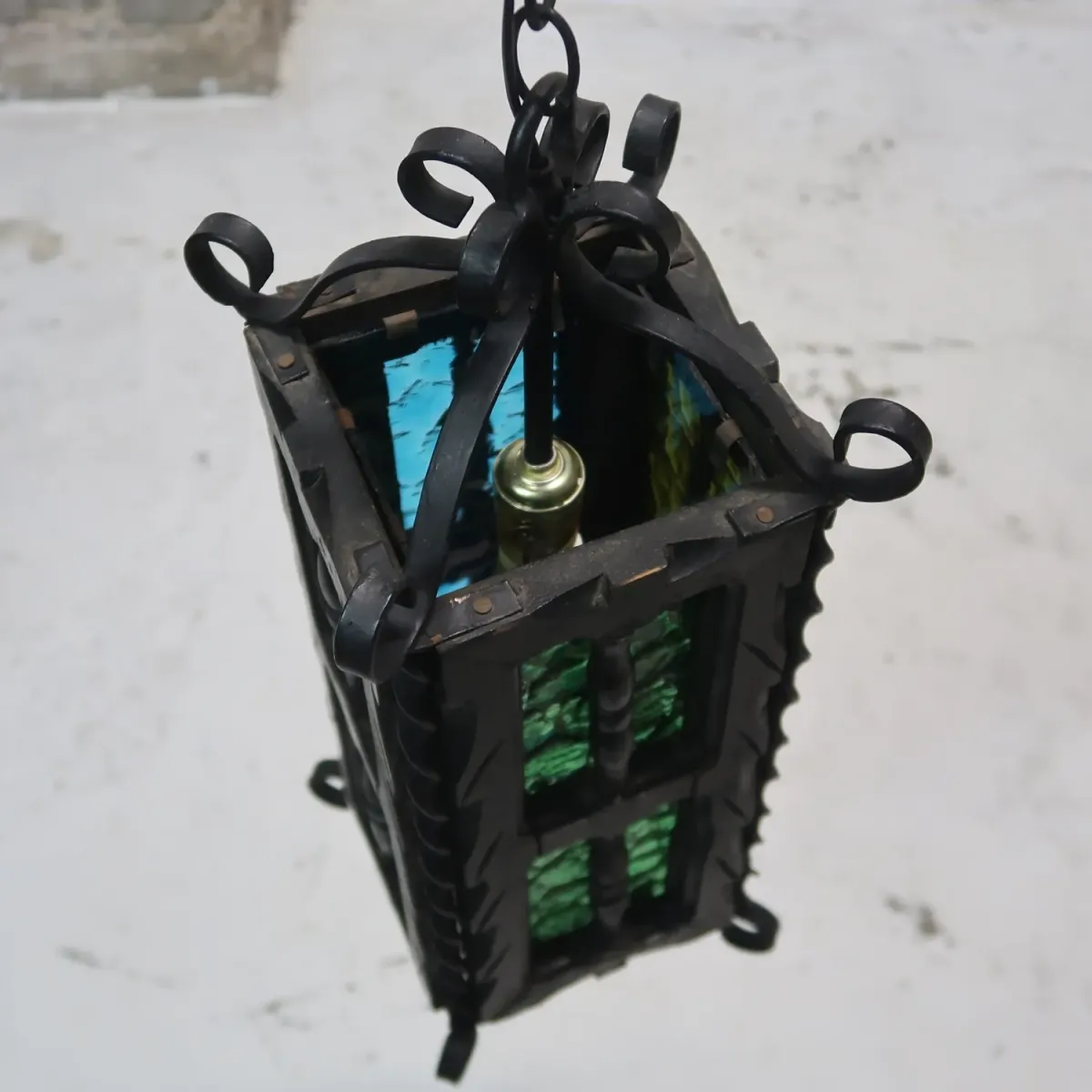 アンティーク アイアン×ウッド ペンダントランプ