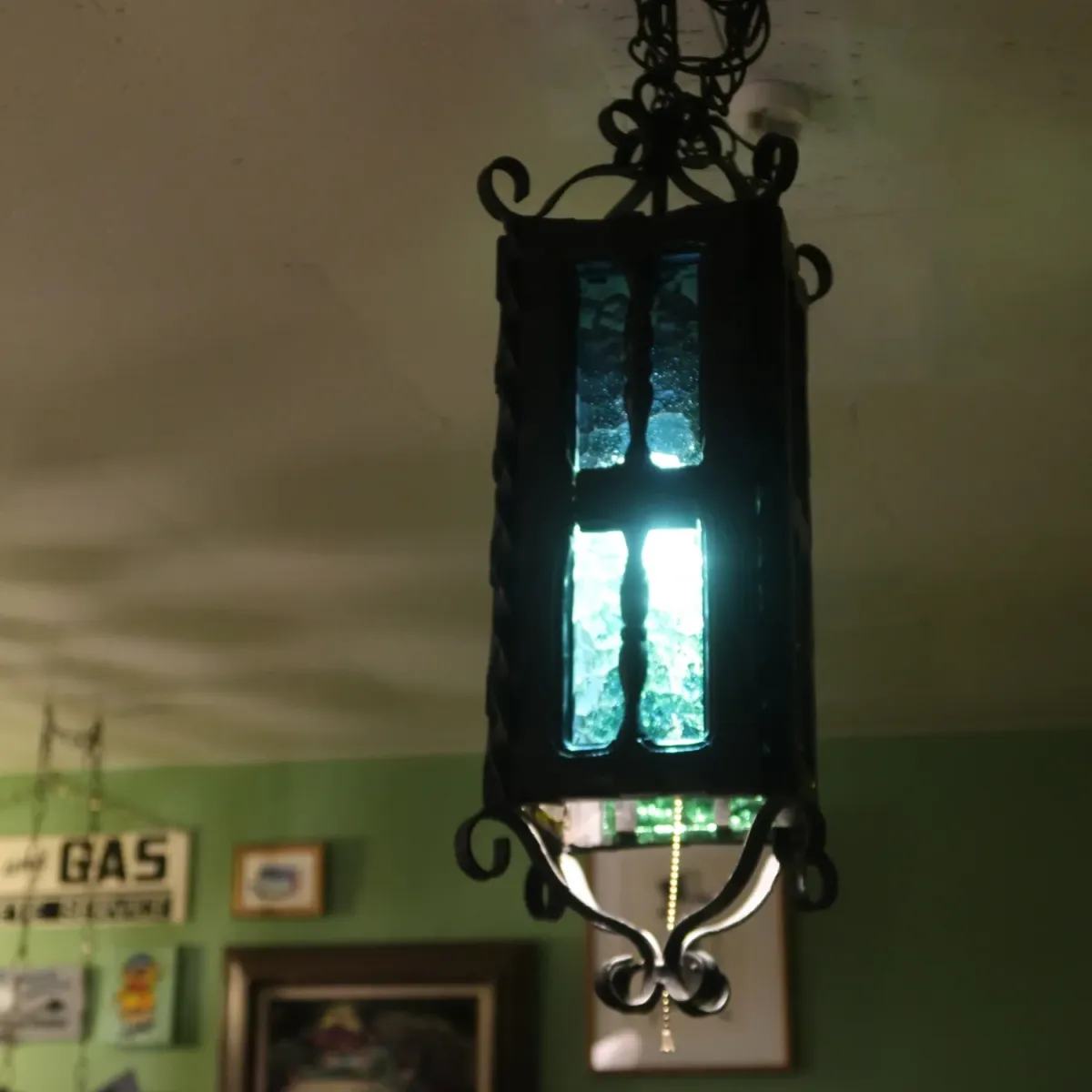 アンティーク アイアン×ウッド ペンダントランプ