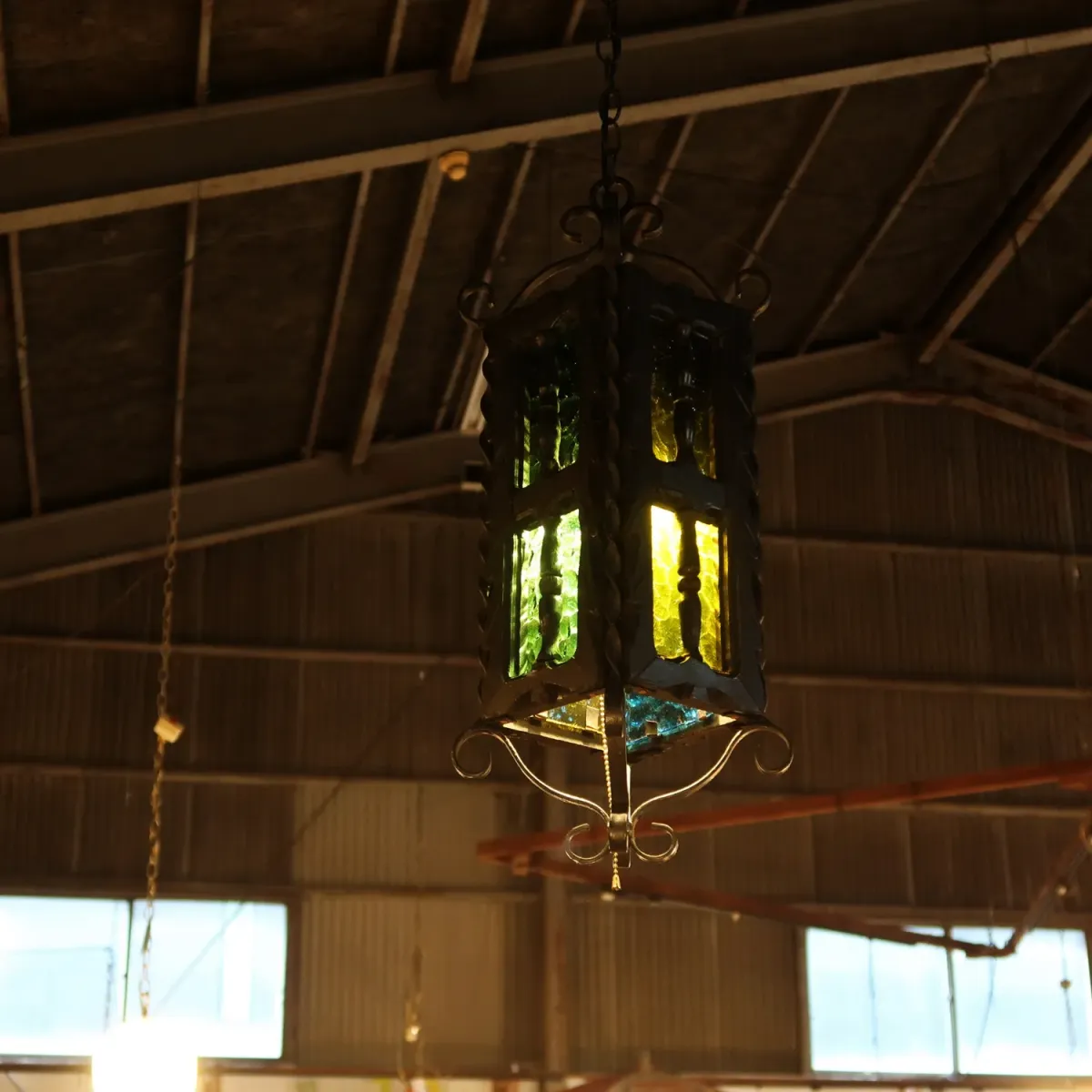 アンティーク アイアン×ウッド ペンダントランプ