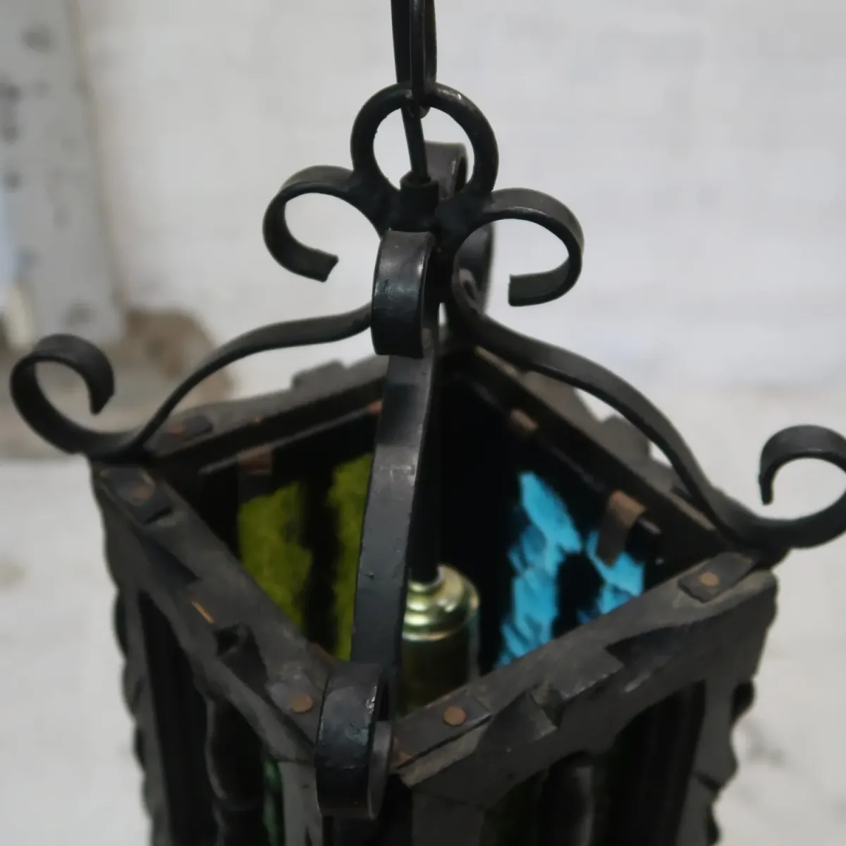 アンティーク アイアン×ウッド ペンダントランプ