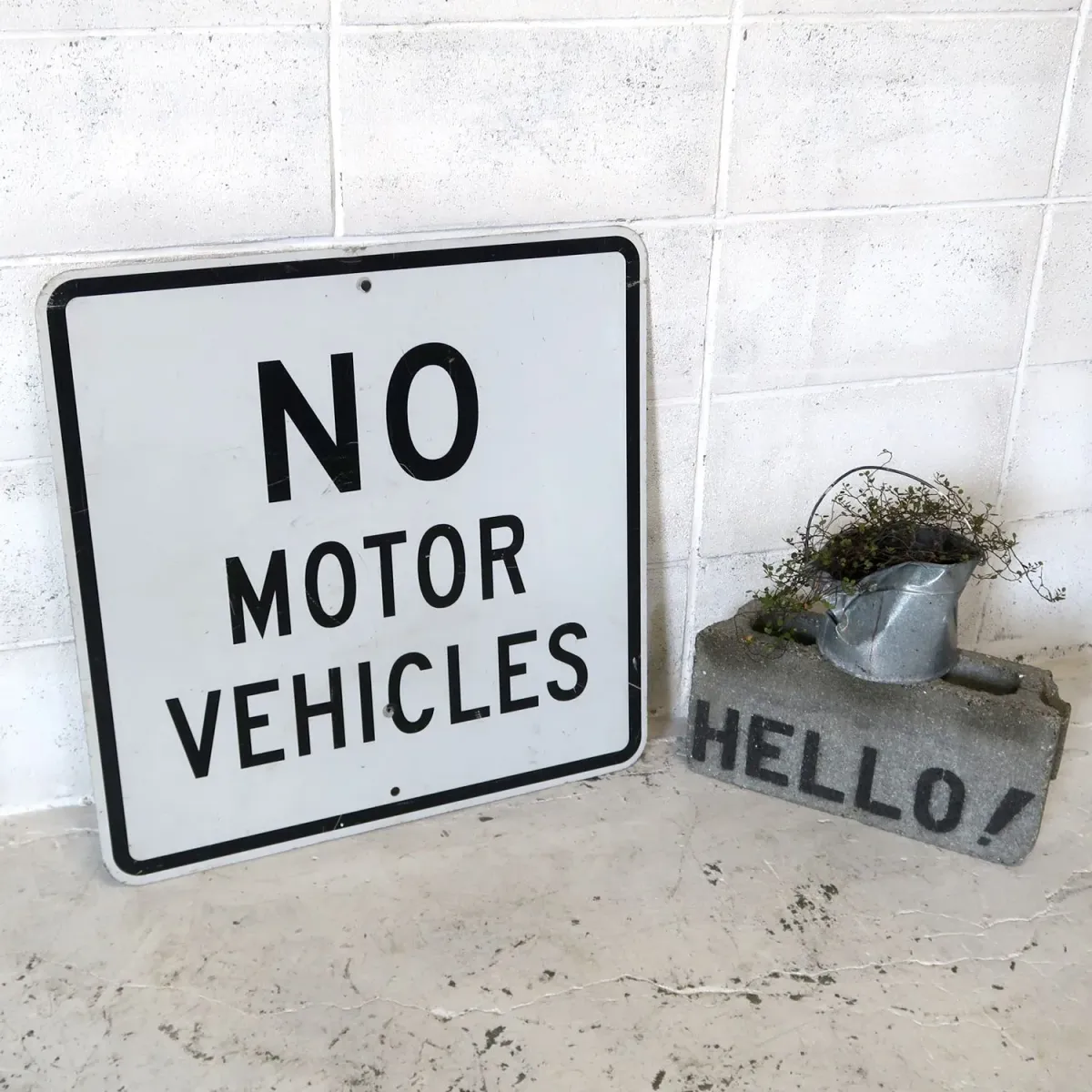 NO MOTOR VEHICLES ロードサイン