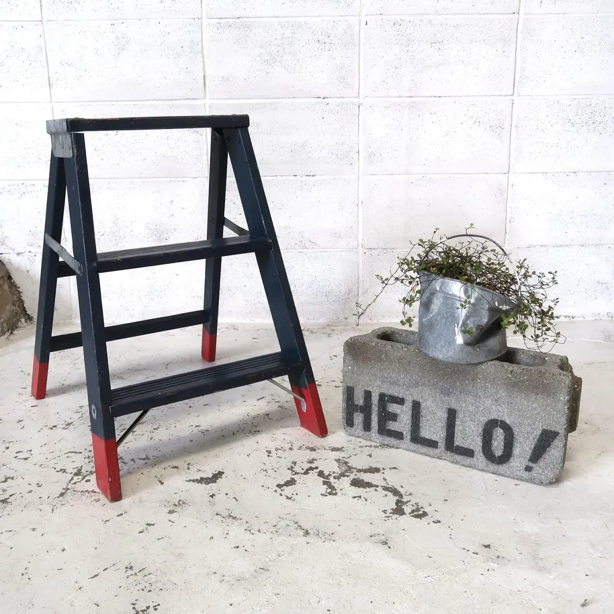 ビンテージ ウッドステップラダー