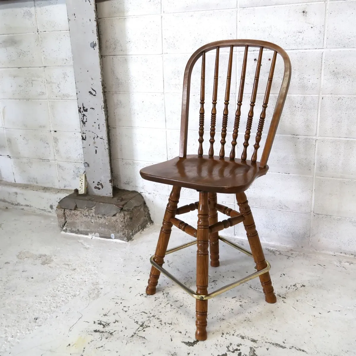 アンティーク ウッド カウンターチェア