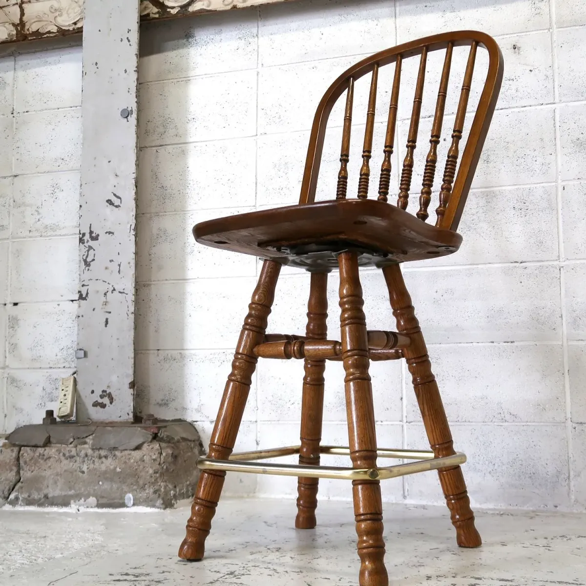 アンティーク ウッド カウンターチェア