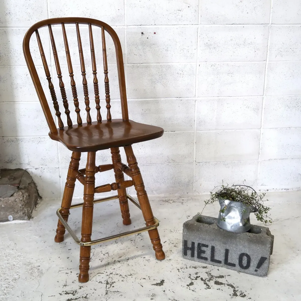 アンティーク ウッド カウンターチェア