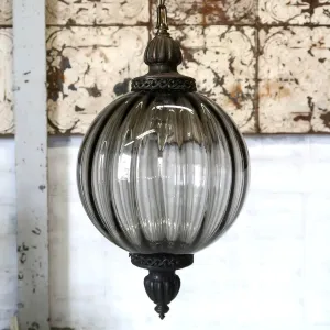 アンティーク スモークガラス ペンダントランプ