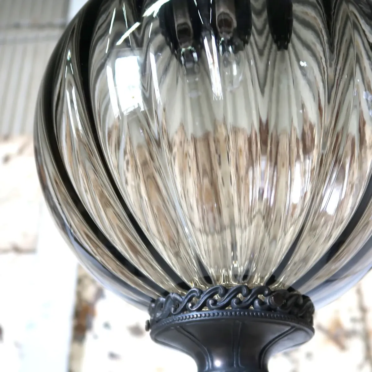 アンティーク スモークガラス ペンダントランプ