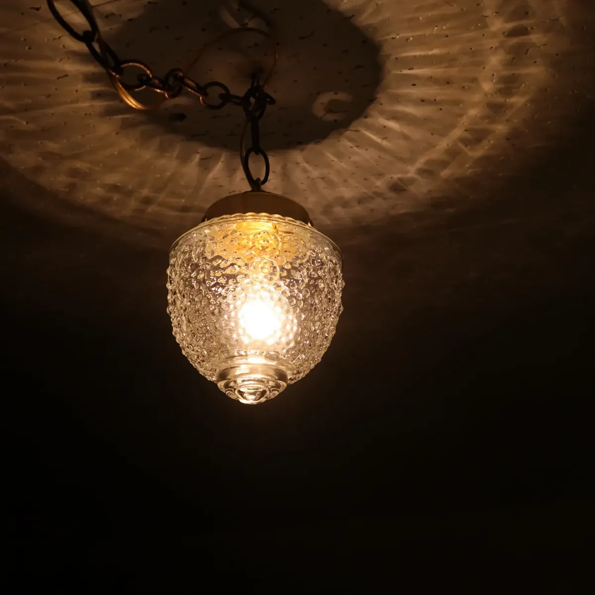 アンティーク クリアガラス ペンダントランプ