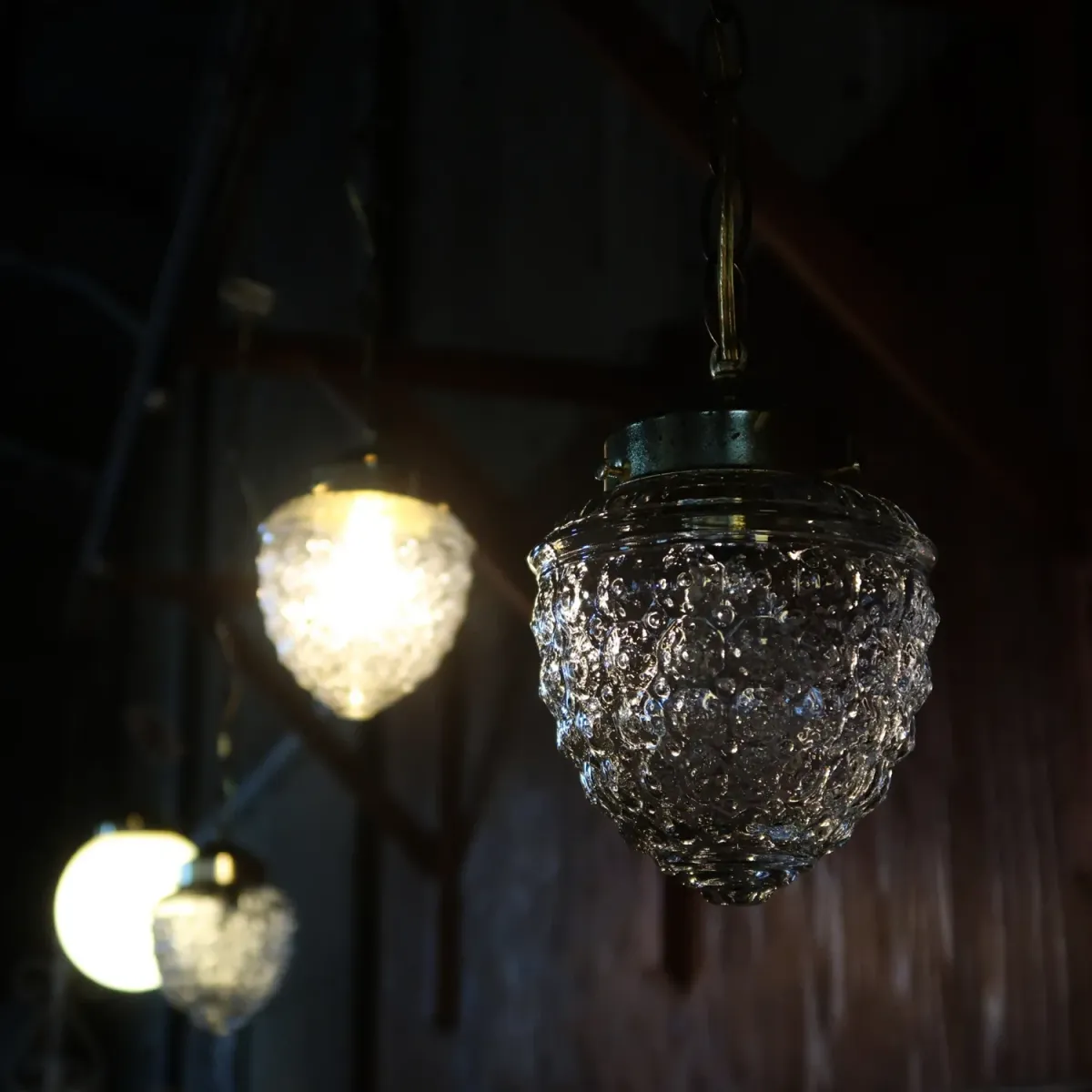 アンティーク クリアガラス ペンダントランプ