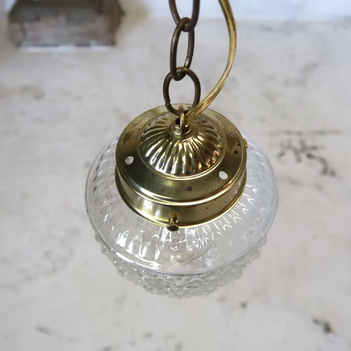 アンティーク クリアガラス ペンダントランプ