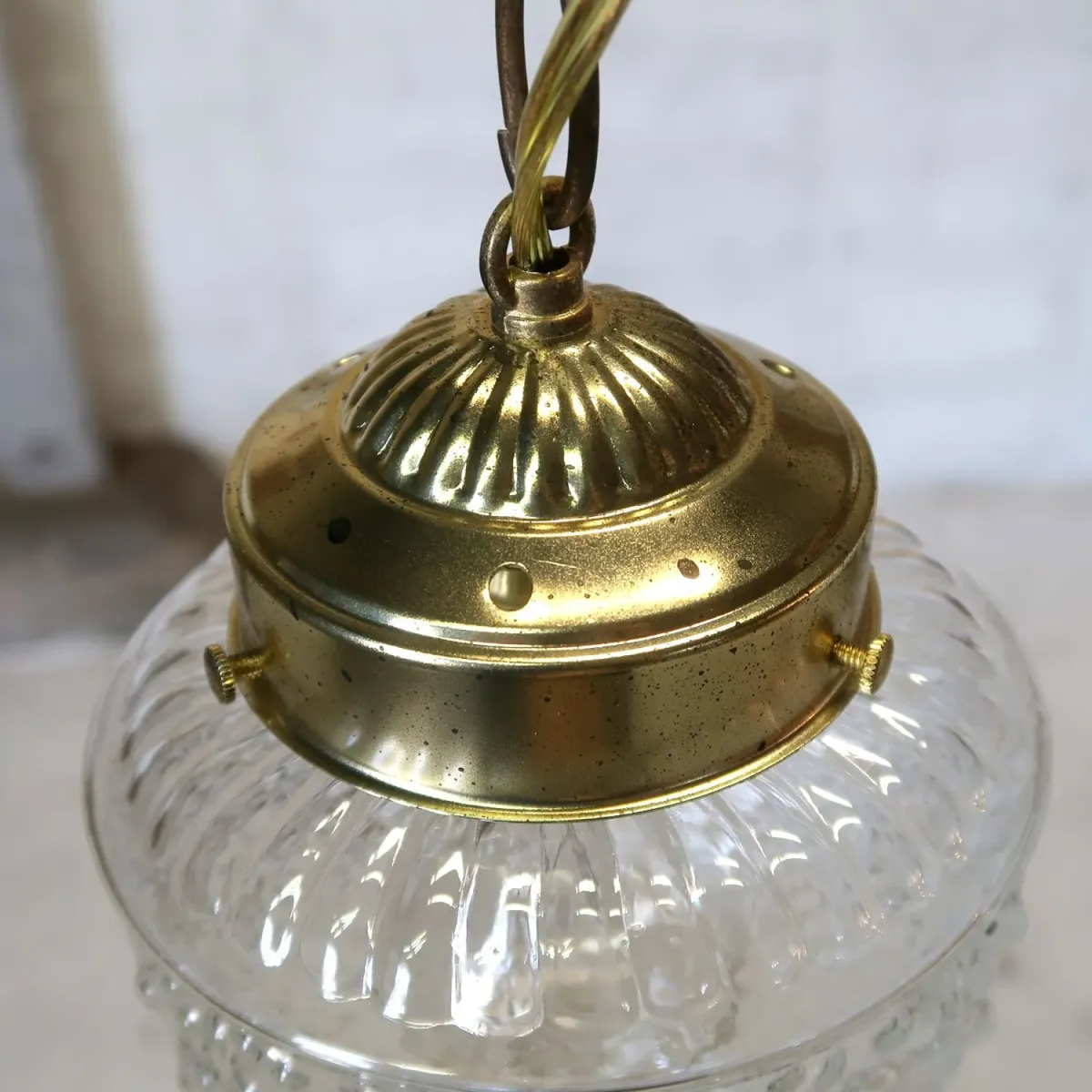 アンティーク クリアガラス ペンダントランプ