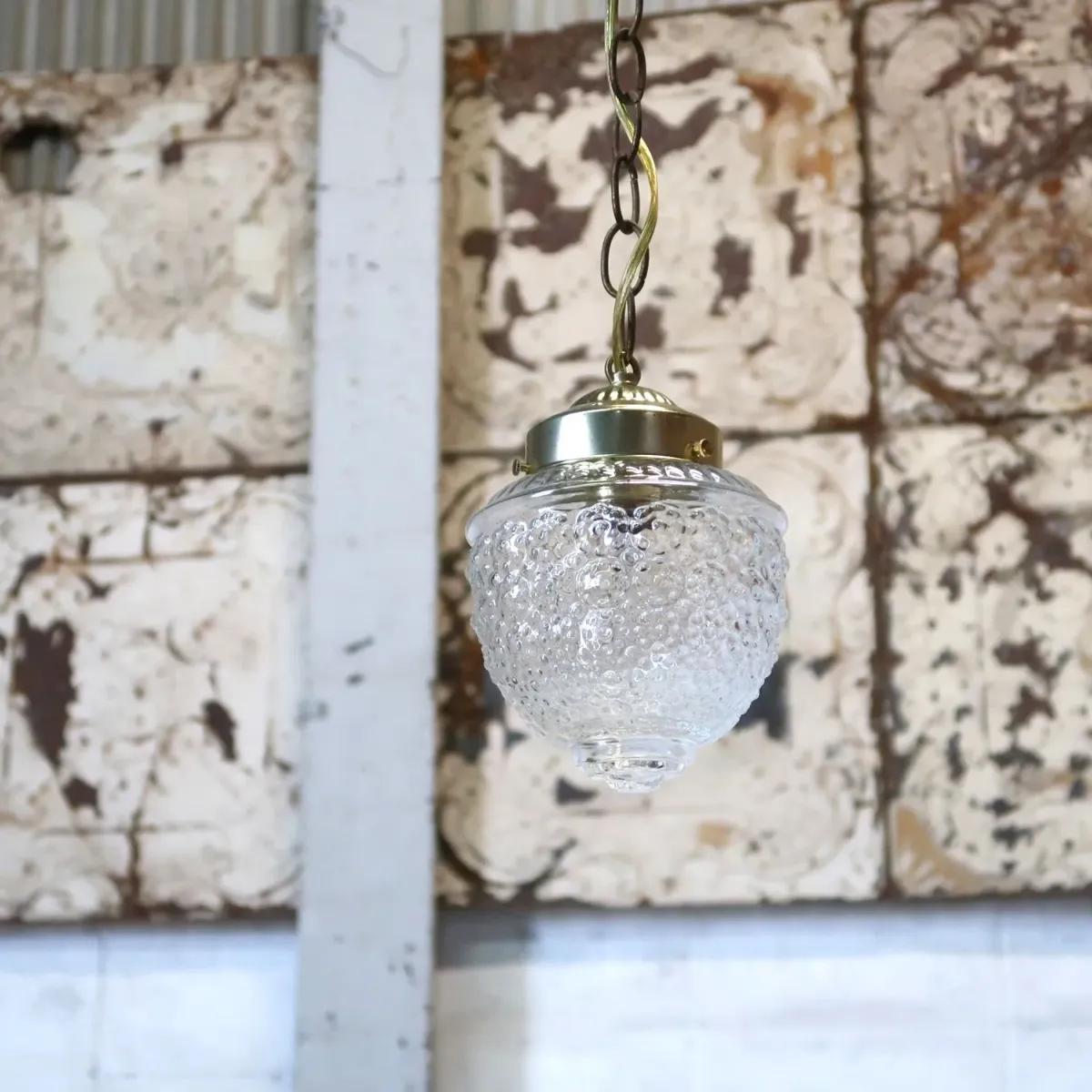 アンティーク クリアガラス ペンダントランプ