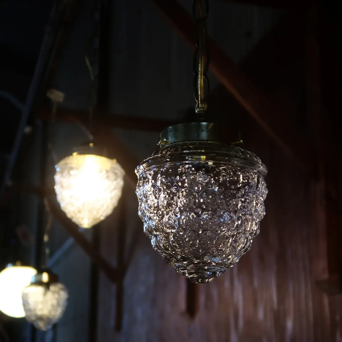 アンティーク クリアガラス ペンダントランプ