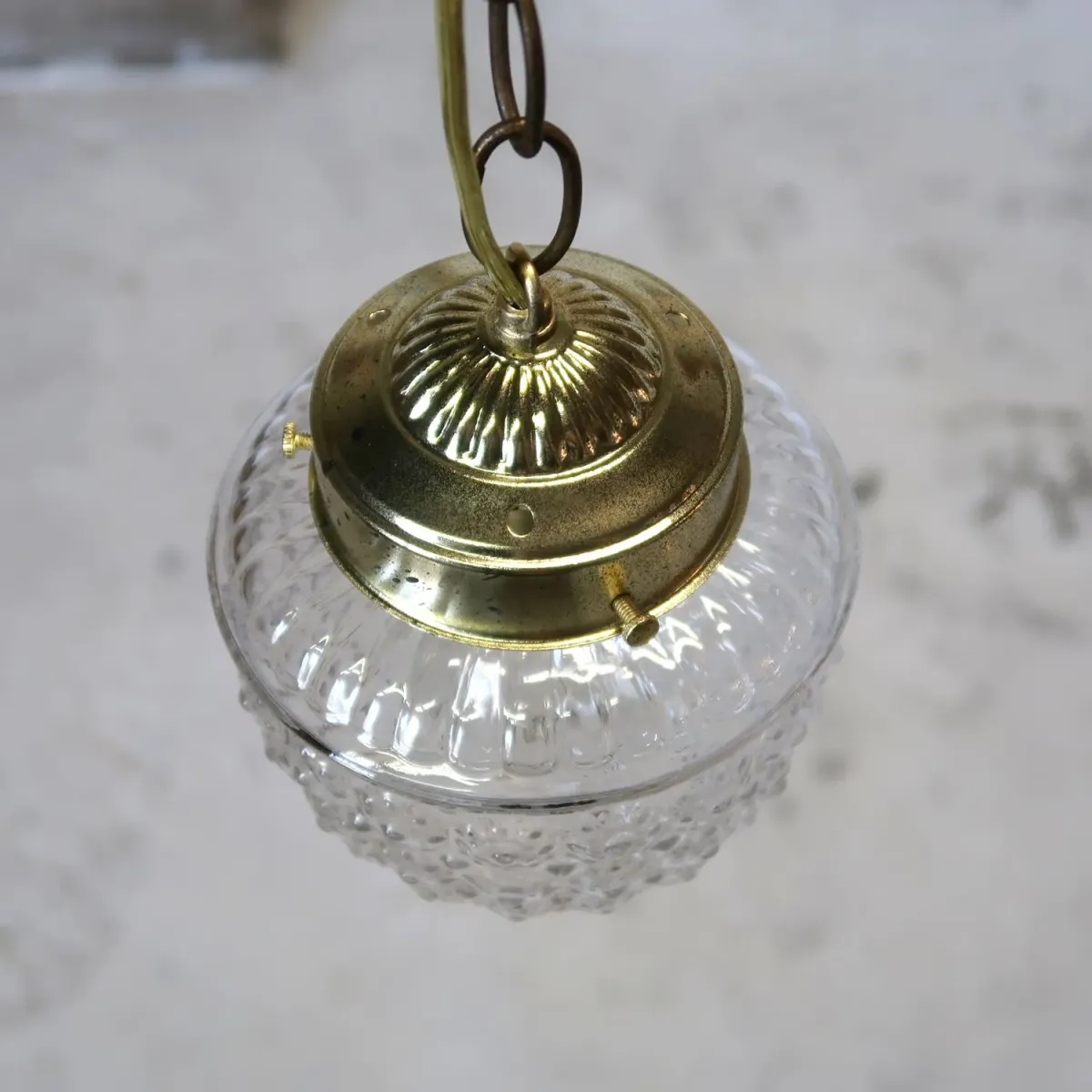 アンティーク クリアガラス ペンダントランプ