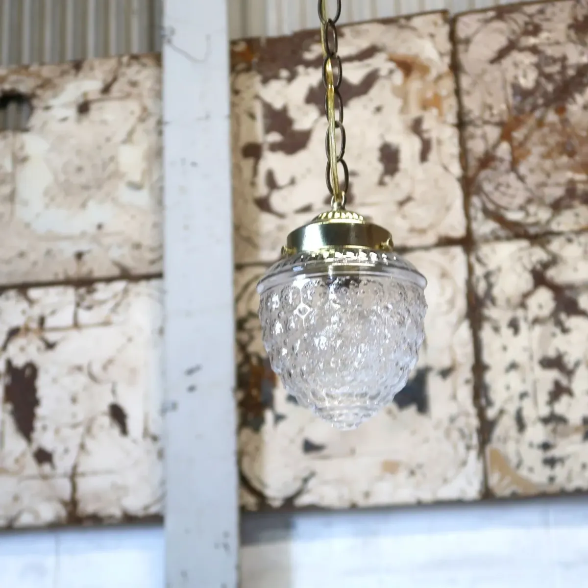アンティーク クリアガラス ペンダントランプ