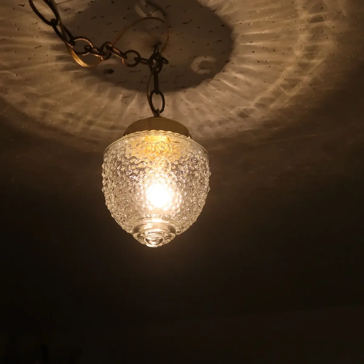 アンティーク クリアガラス ペンダントランプ