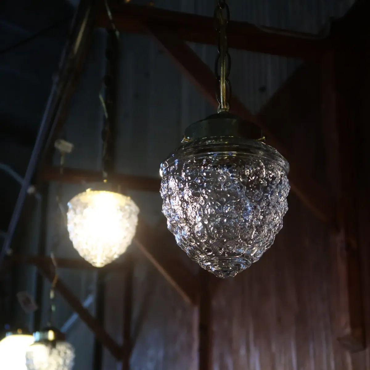 アンティーク クリアガラス ペンダントランプ