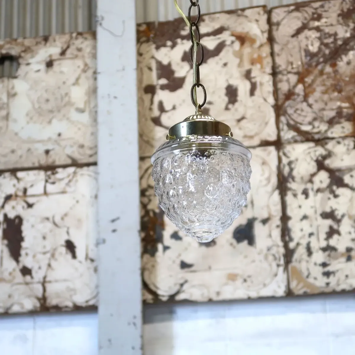 アンティーク クリアガラス ペンダントランプ