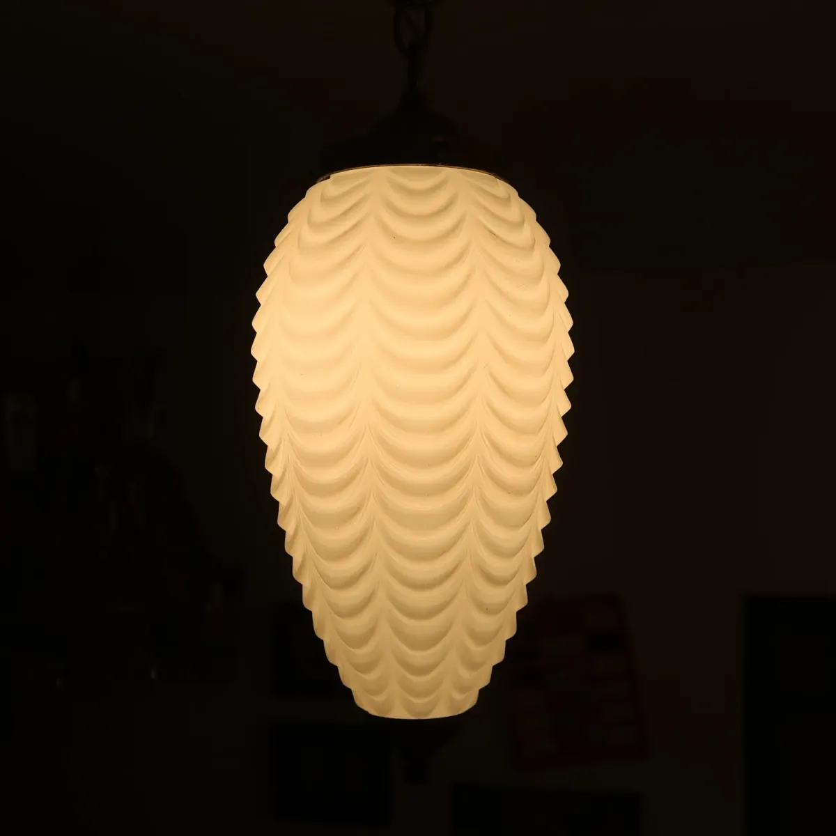 アンティーク ミルクガラス ペンダントランプ