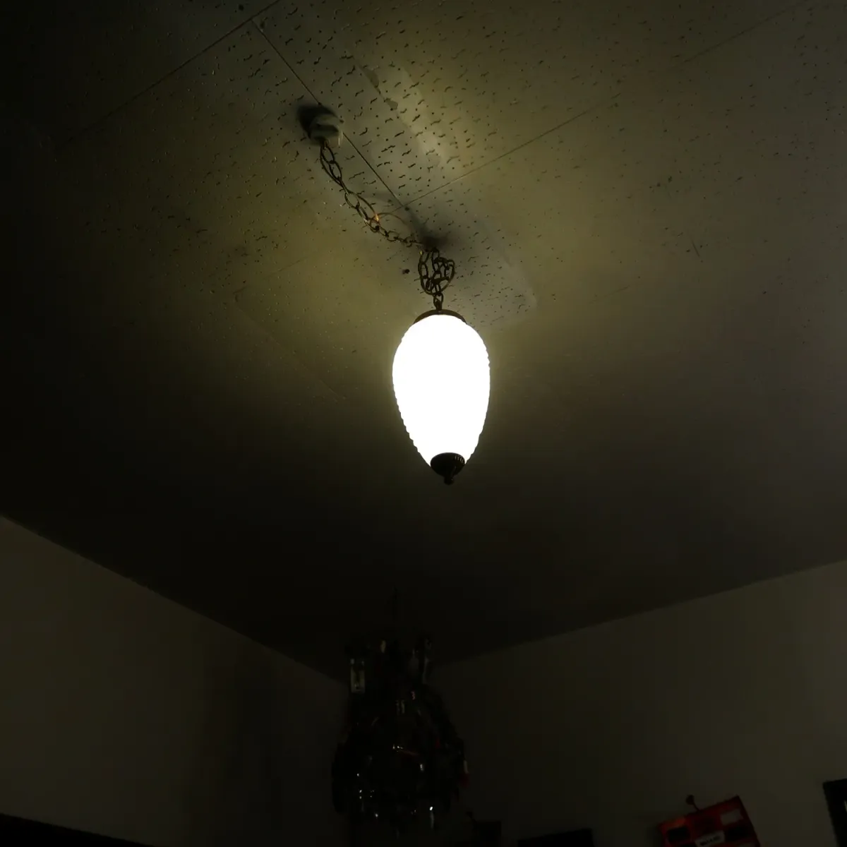 アンティーク ミルクガラス ペンダントランプ