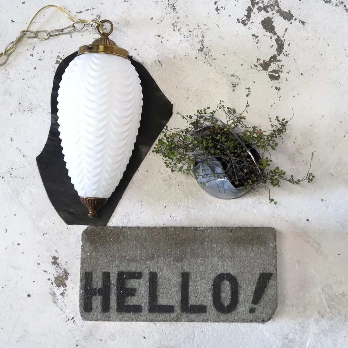 アンティーク ミルクガラス ペンダントランプ