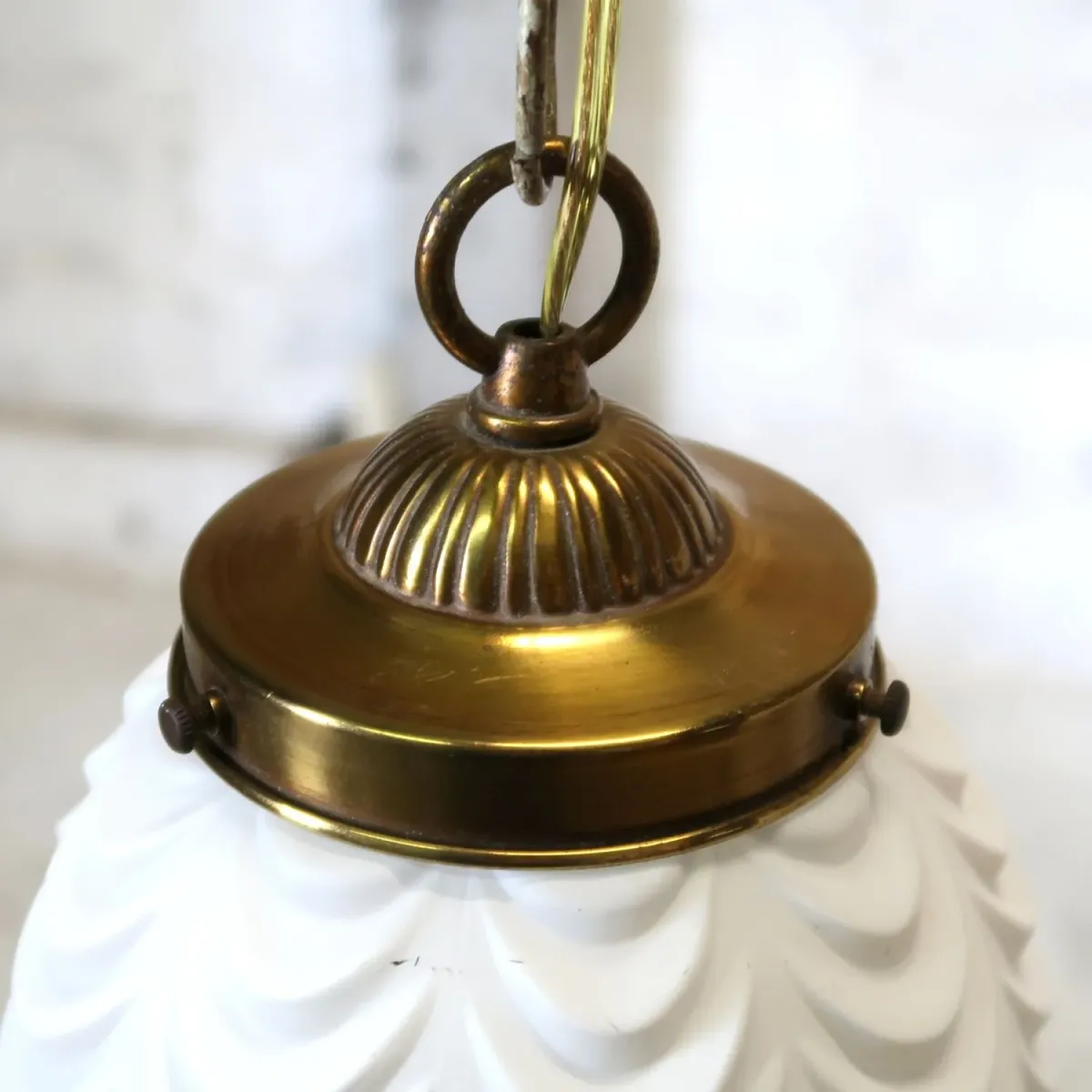 アンティーク ミルクガラス ペンダントランプ