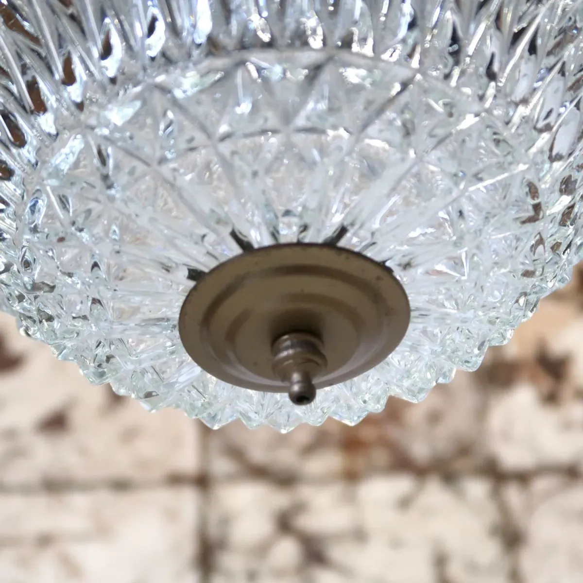 アンティーク カットガラスランプ クリアガラス