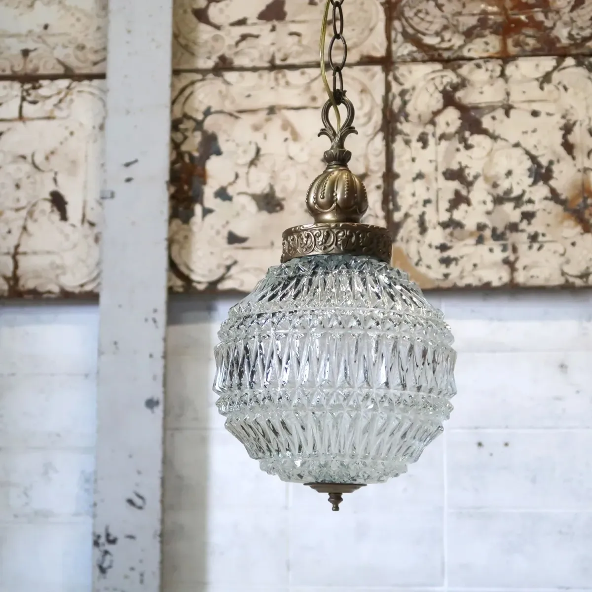 アンティーク カットガラスランプ クリアガラス