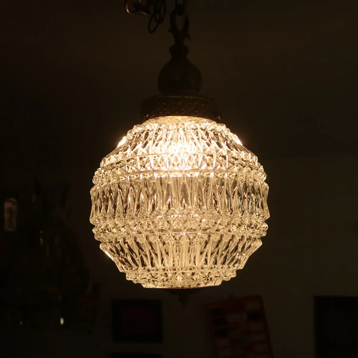 アンティーク カットガラスランプ クリアガラス