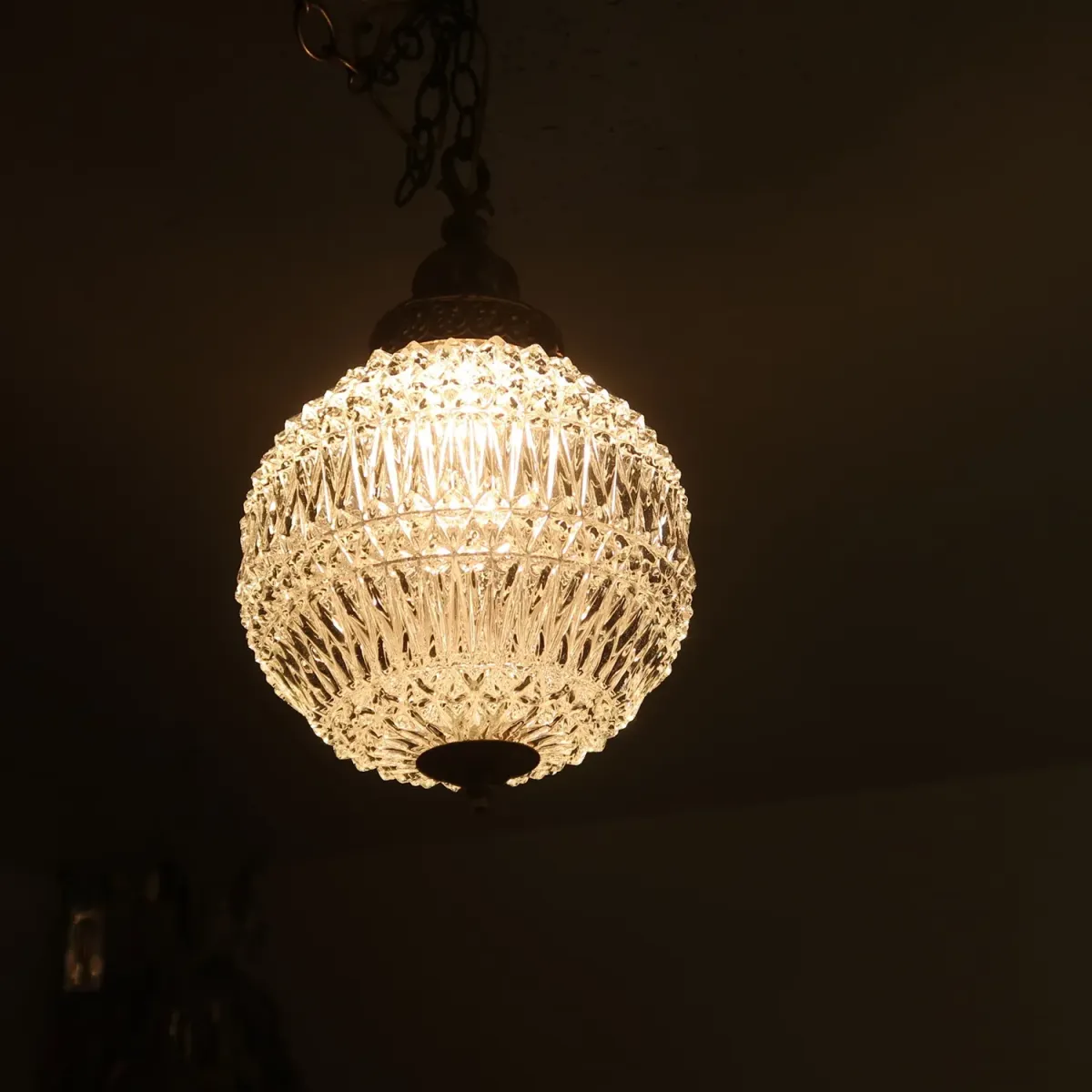 アンティーク カットガラスランプ クリアガラス