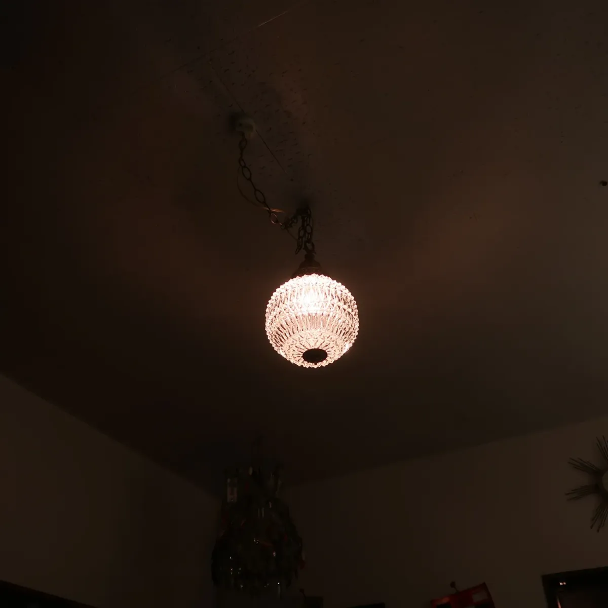 アンティーク カットガラスランプ クリアガラス