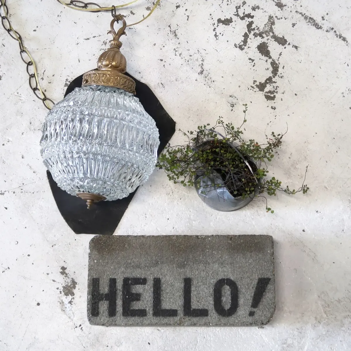 アンティーク カットガラスランプ クリアガラス