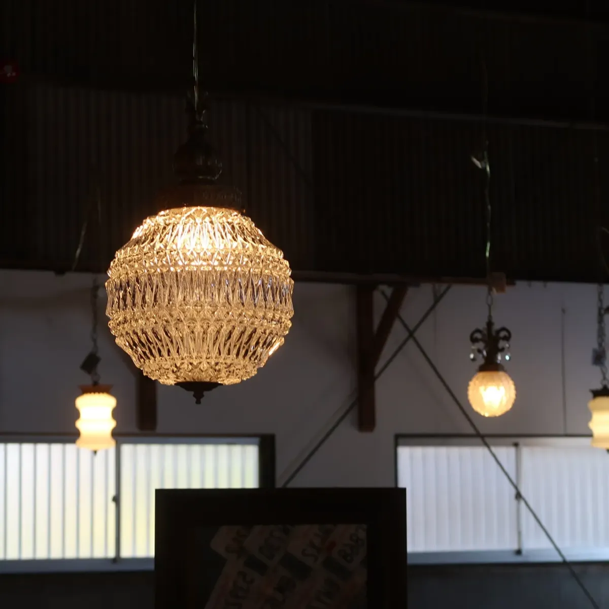 アンティーク カットガラスランプ クリアガラス