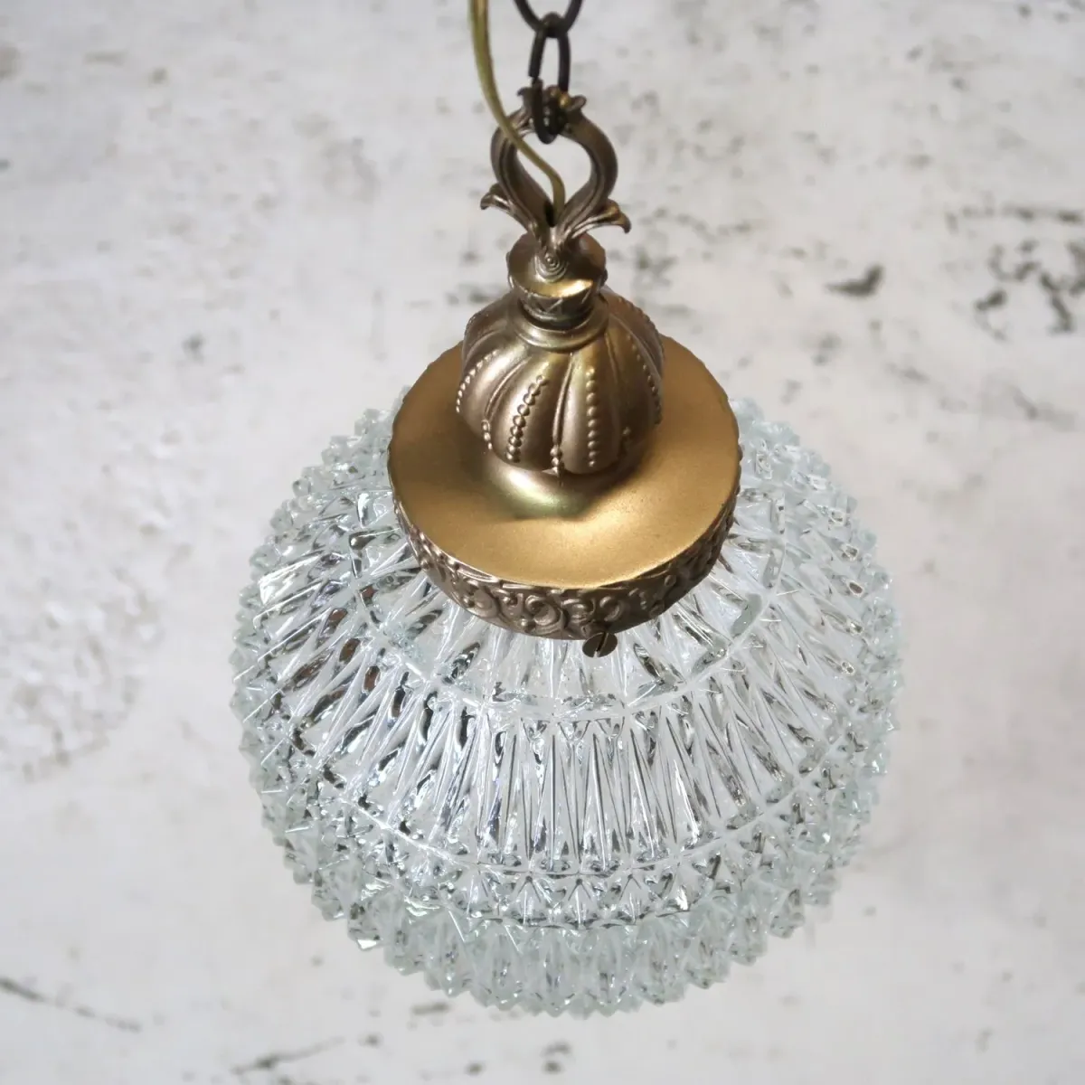 アンティーク カットガラスランプ クリアガラス