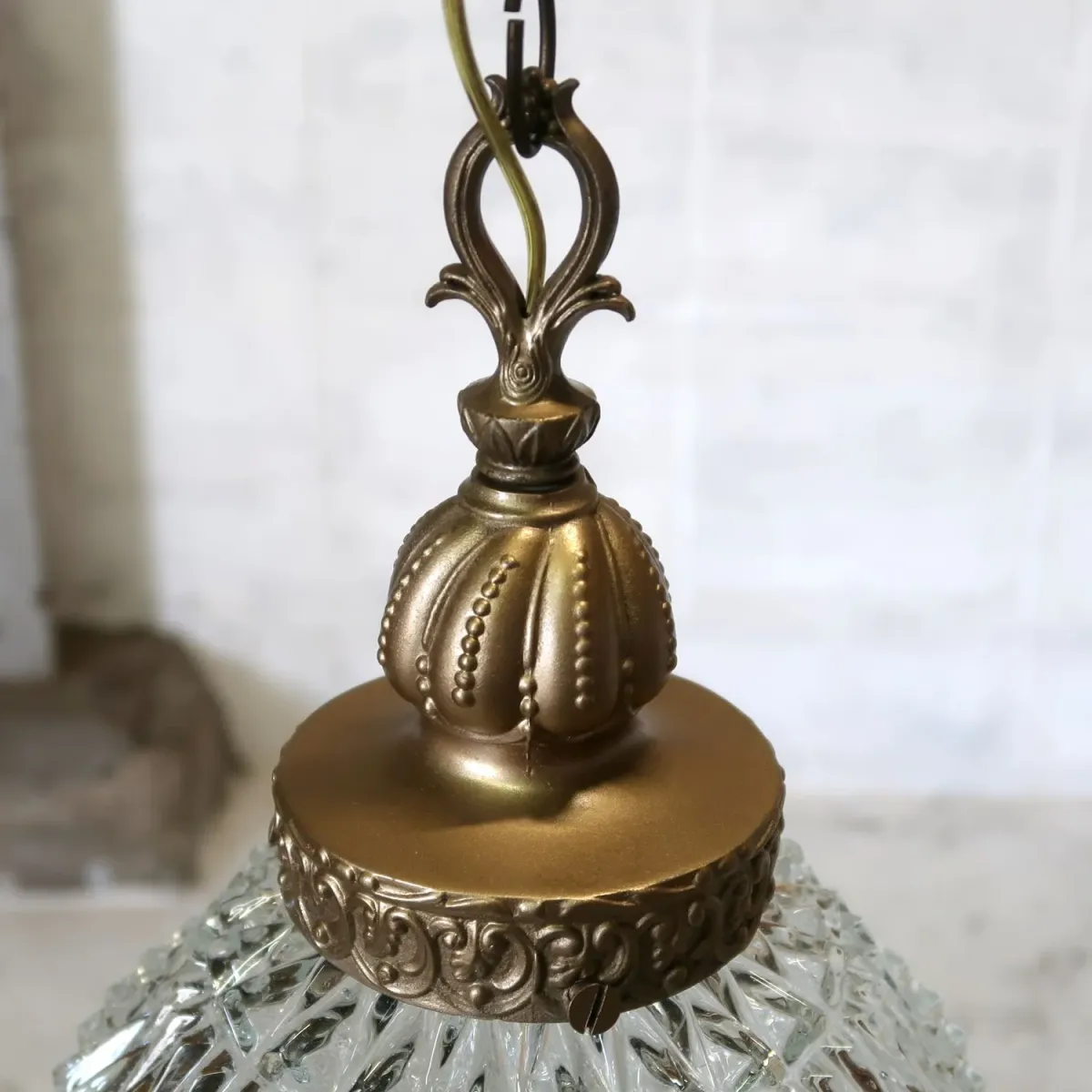 アンティーク カットガラスランプ クリアガラス