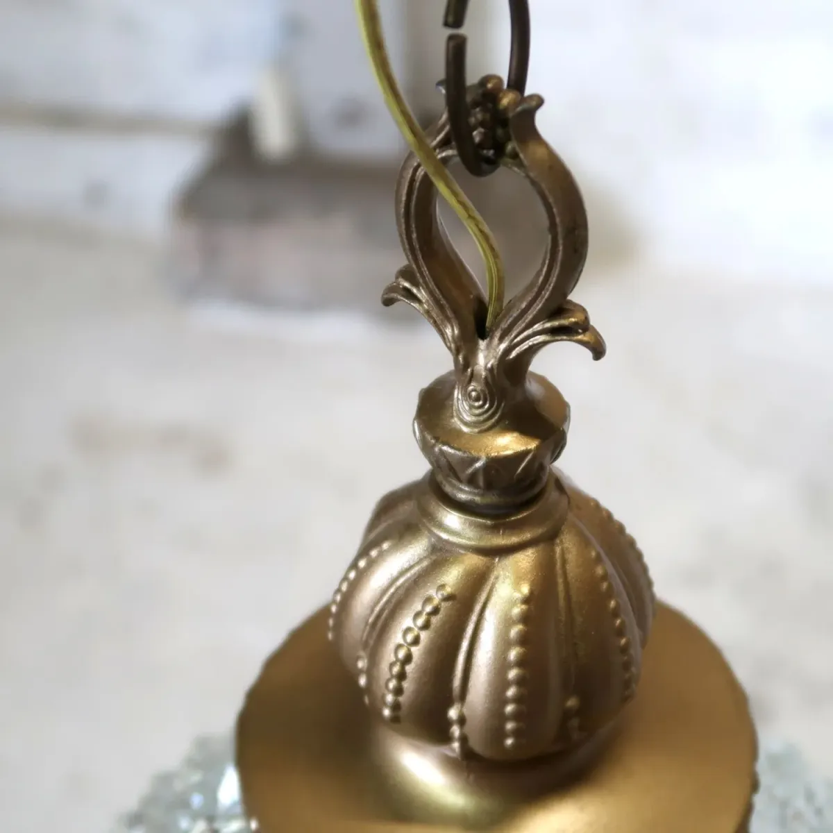 アンティーク カットガラスランプ クリアガラス