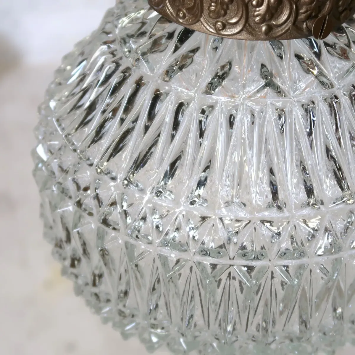 アンティーク カットガラスランプ クリアガラス