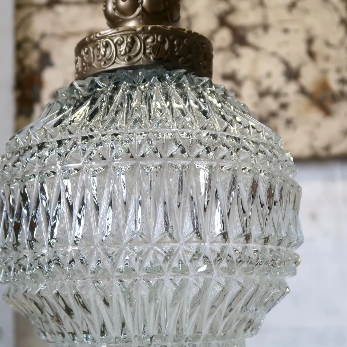 アンティーク カットガラスランプ クリアガラス