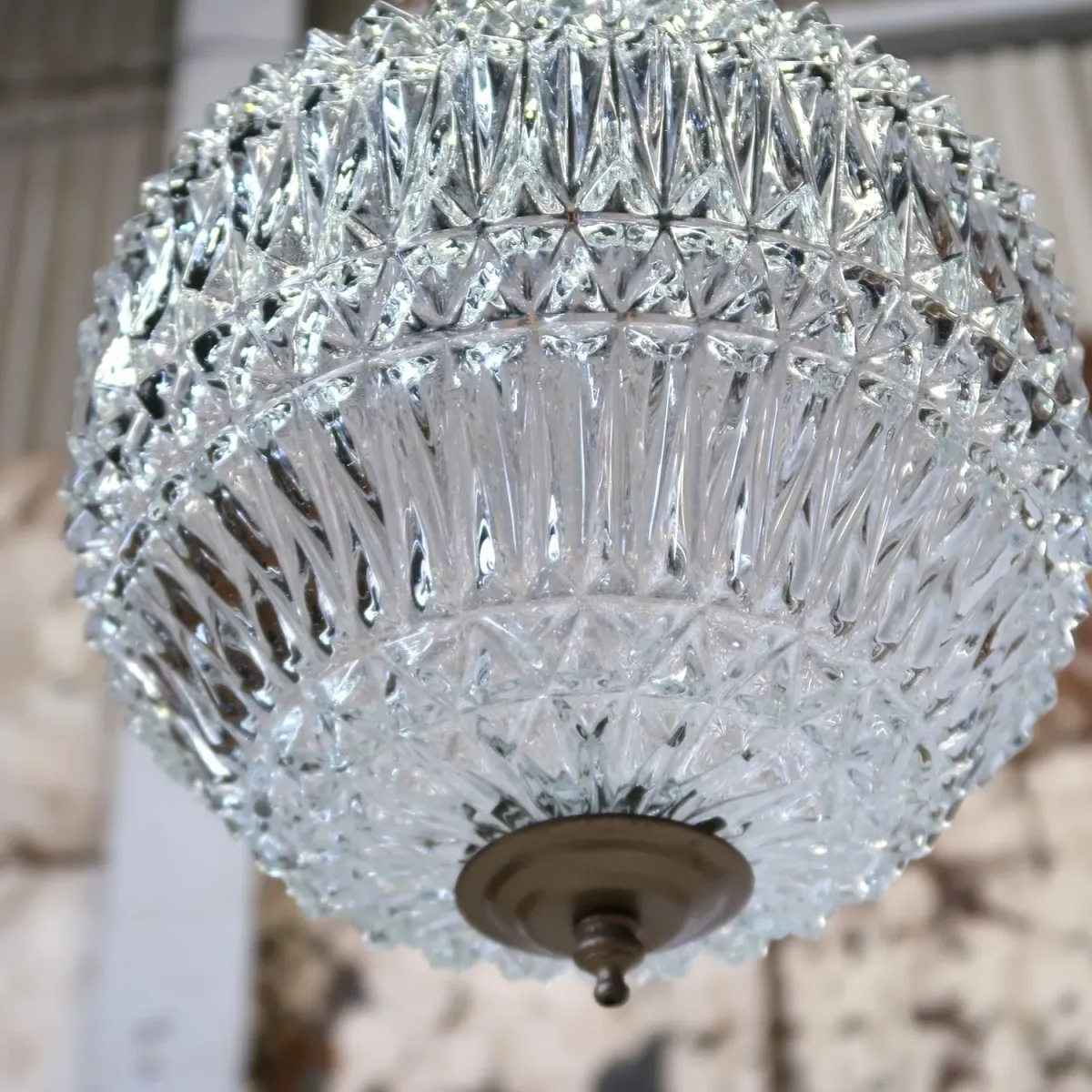 アンティーク カットガラスランプ クリアガラス