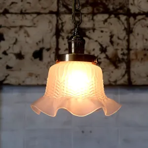 アンティーク フロストガラス ペンダントランプ