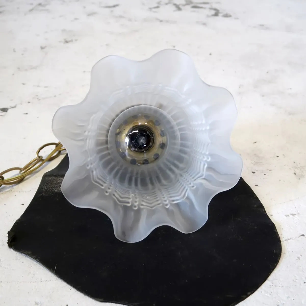 アンティーク フロストガラス ペンダントランプ