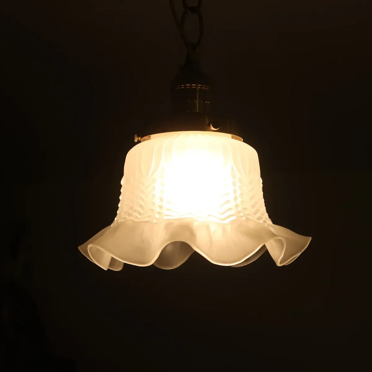 アンティーク フロストガラス ペンダントランプ