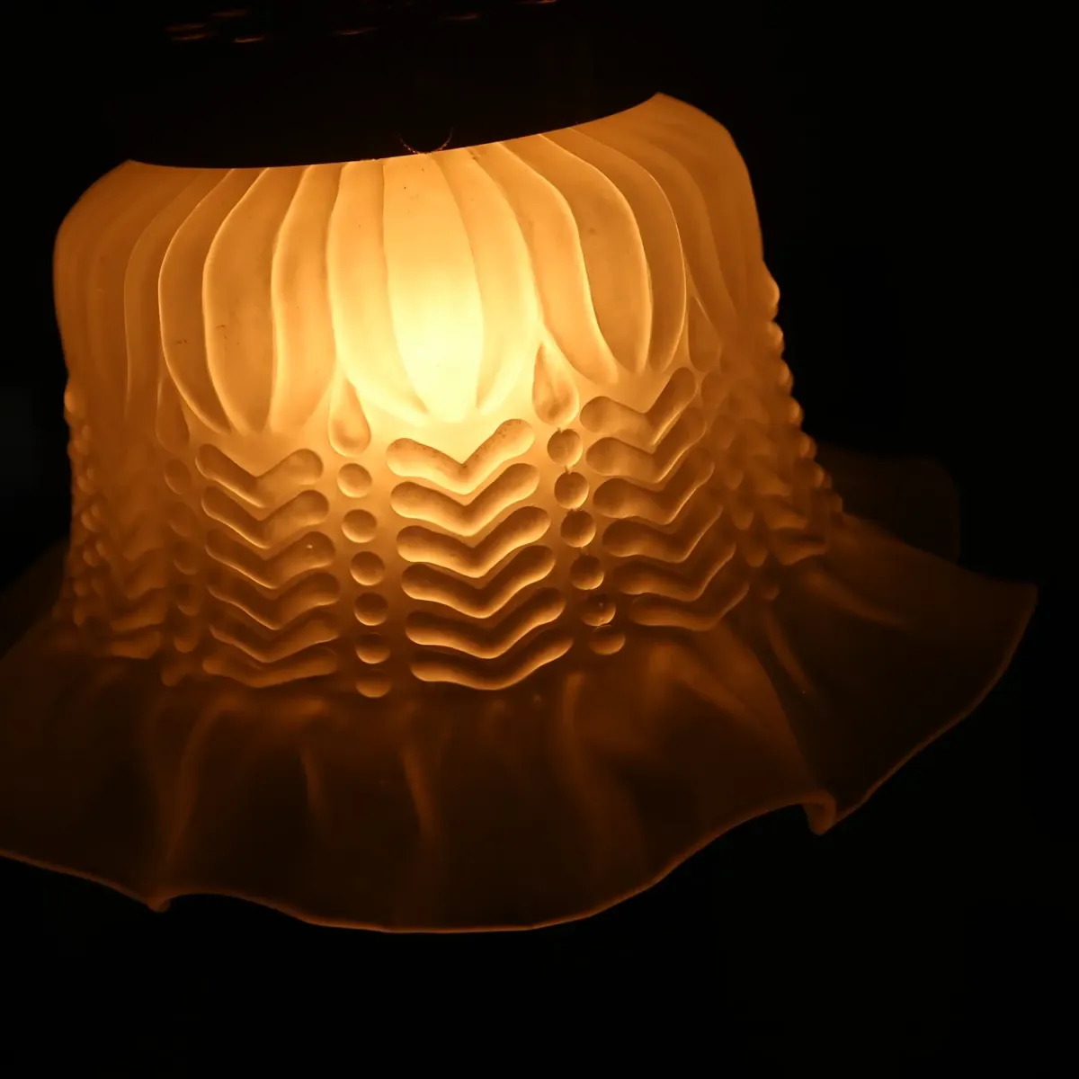 アンティーク フロストガラス ペンダントランプ