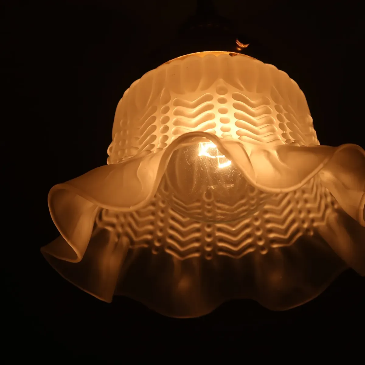 アンティーク フロストガラス ペンダントランプ