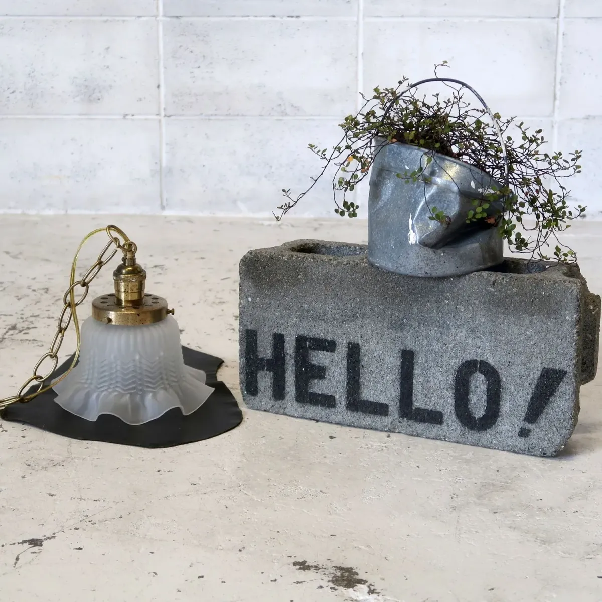 アンティーク フロストガラス ペンダントランプ