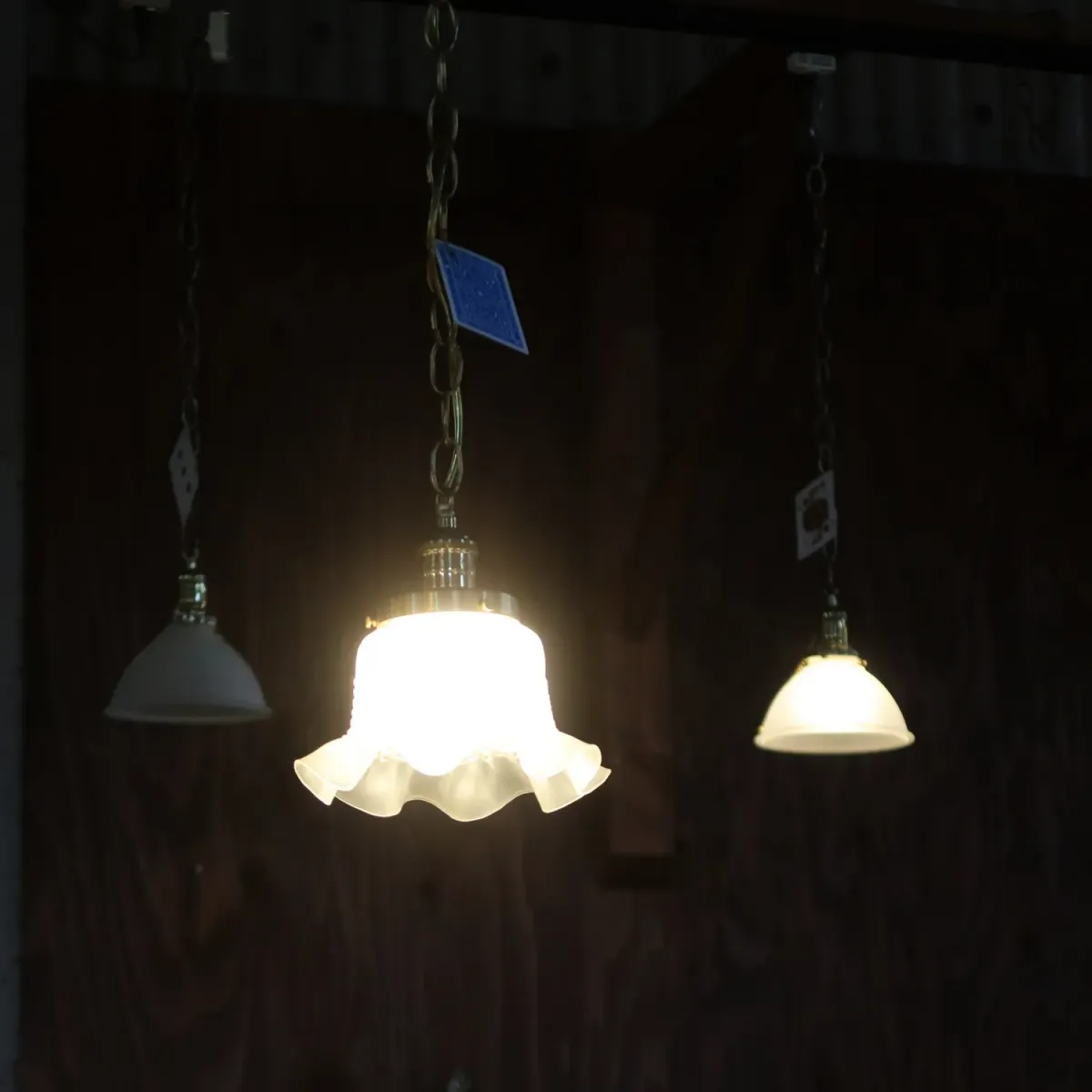 アンティーク フロストガラス ペンダントランプ